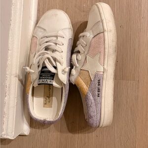 Vintage Havana White Sneakers with Pink, Lavender, and Gold Accents